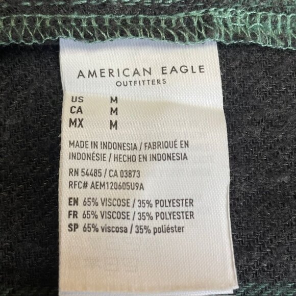AMERICAN EAGLE Plaid Peplum Button Down Flannel Shirt - Size Medium - Picture 4 of 5